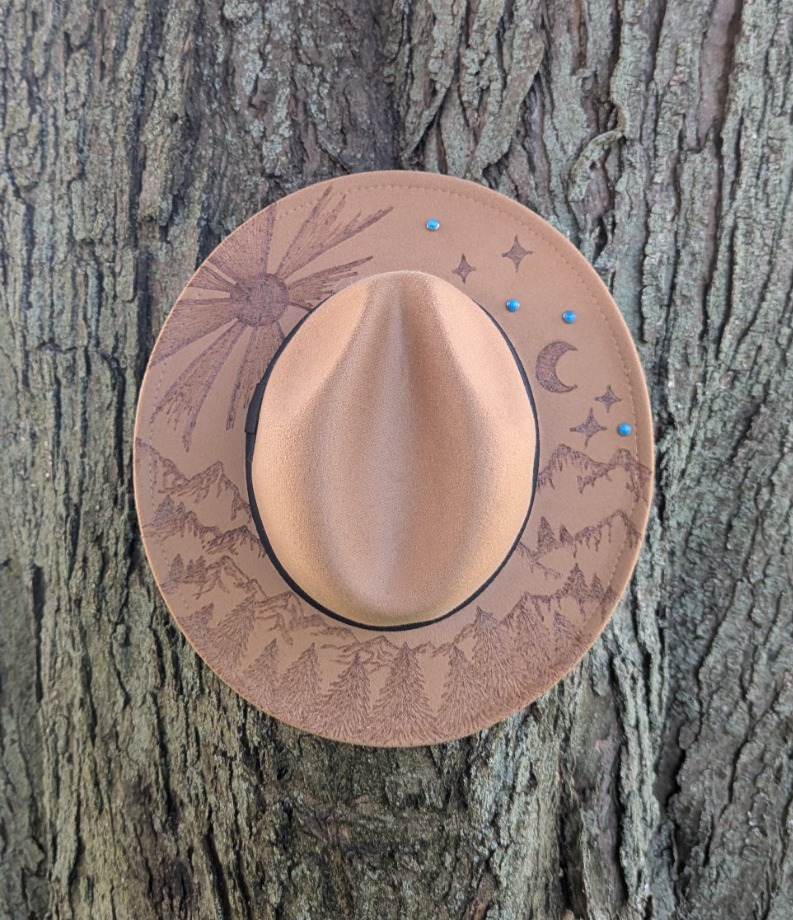 The Pine and Stars Fashion Hat Wood Carvings 