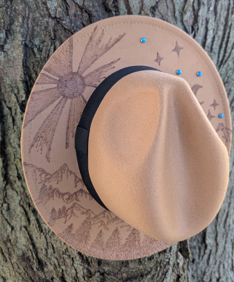 The Pine and Stars Fashion Hat Wood Carvings 