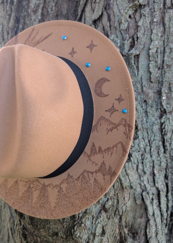 The Pine and Stars Fashion Hat Wood Carvings 