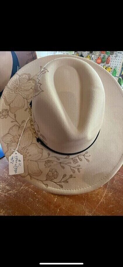 Cherry Blossom Fashion Hat Wood Carvings 