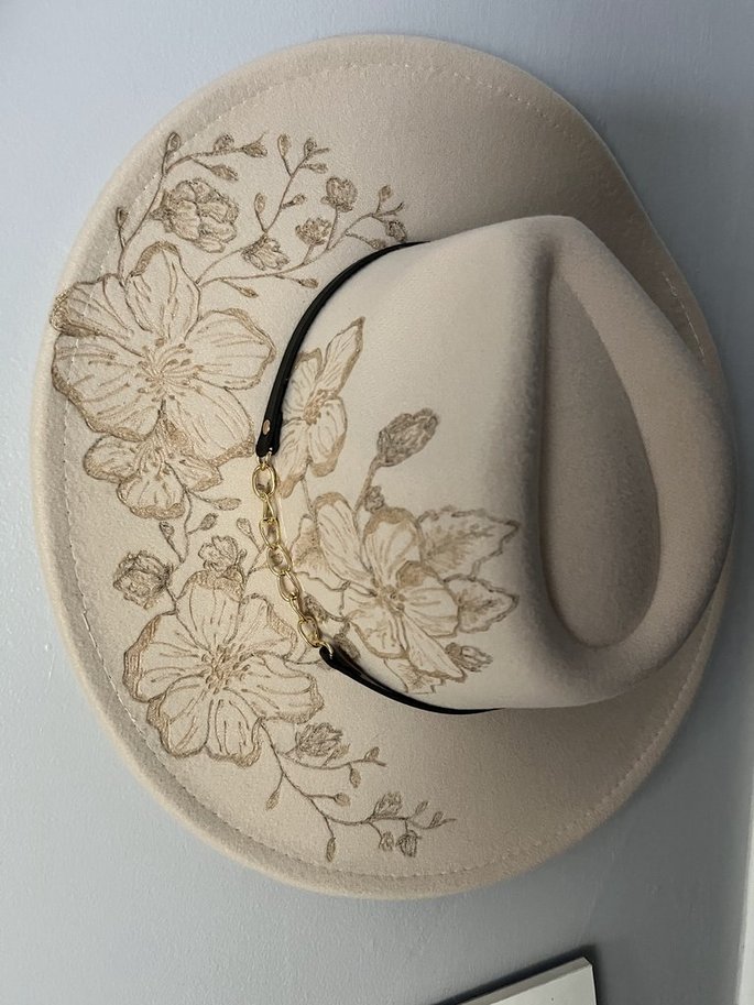 Cherry Blossom Fashion Hat Wood Carvings 