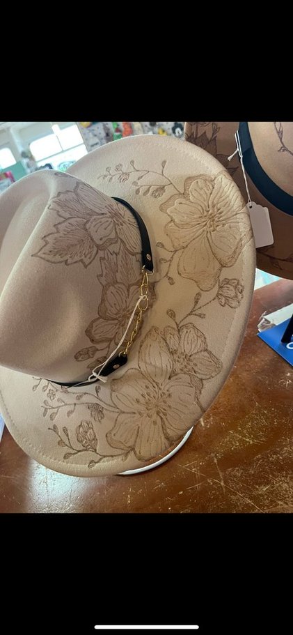 Cherry Blossom Fashion Hat Wood Carvings 