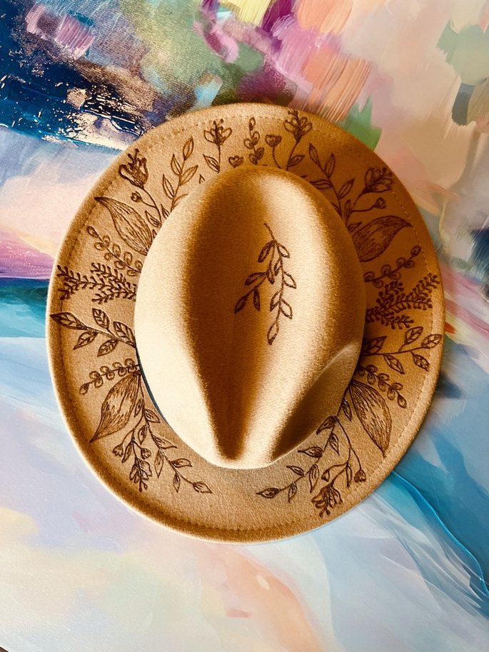 Herb Garden Fashion Hat Wood Carvings 