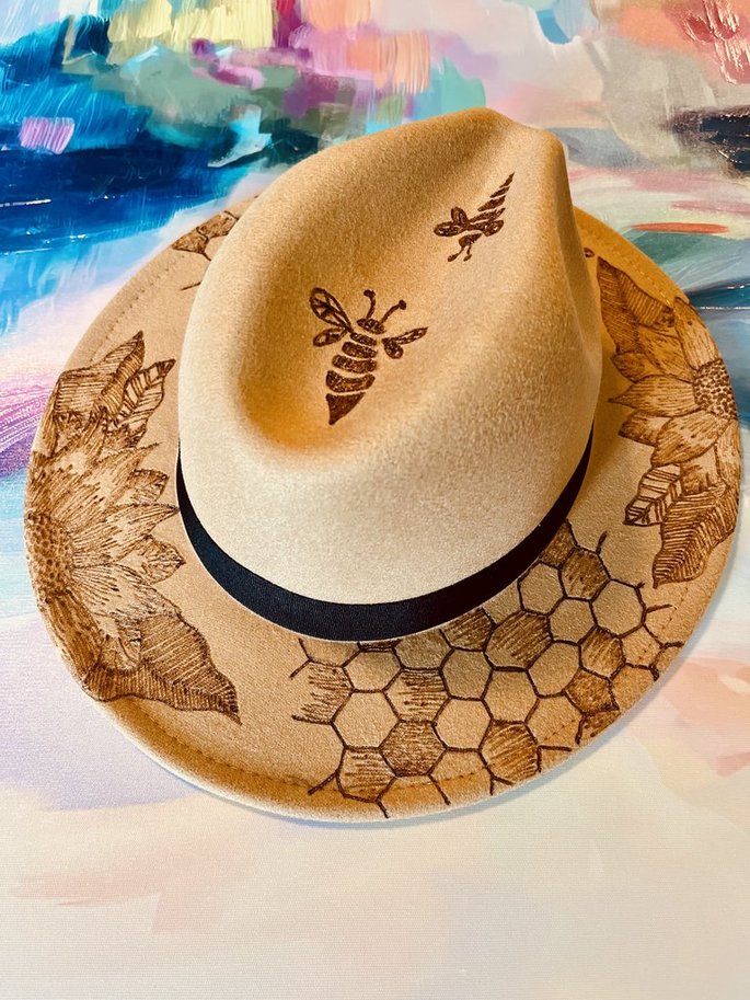Honeycomb Fashion Hat  Wood Carvings 