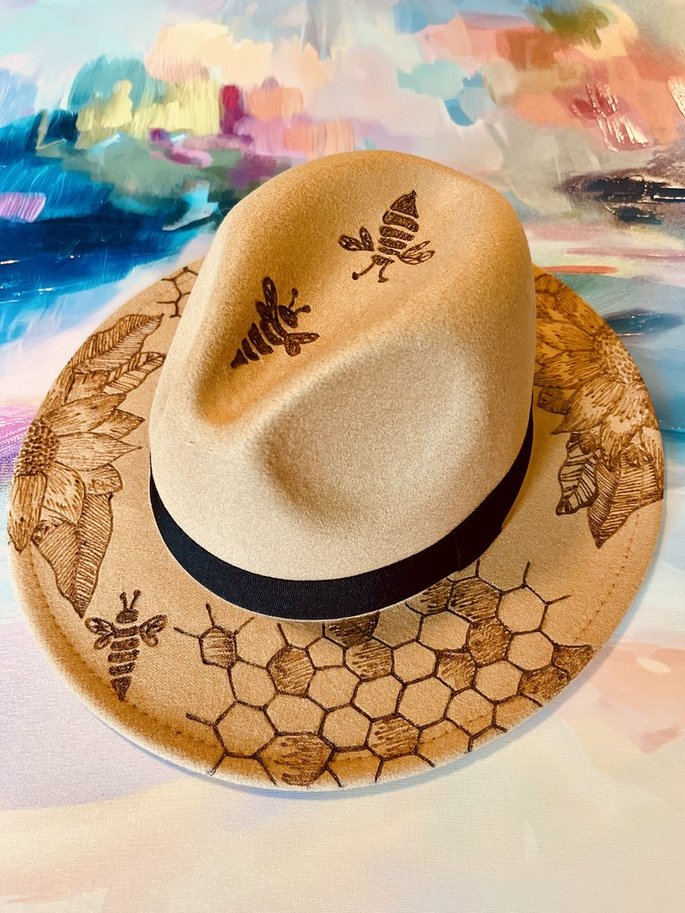 Honeycomb Fashion Hat  Wood Carvings 