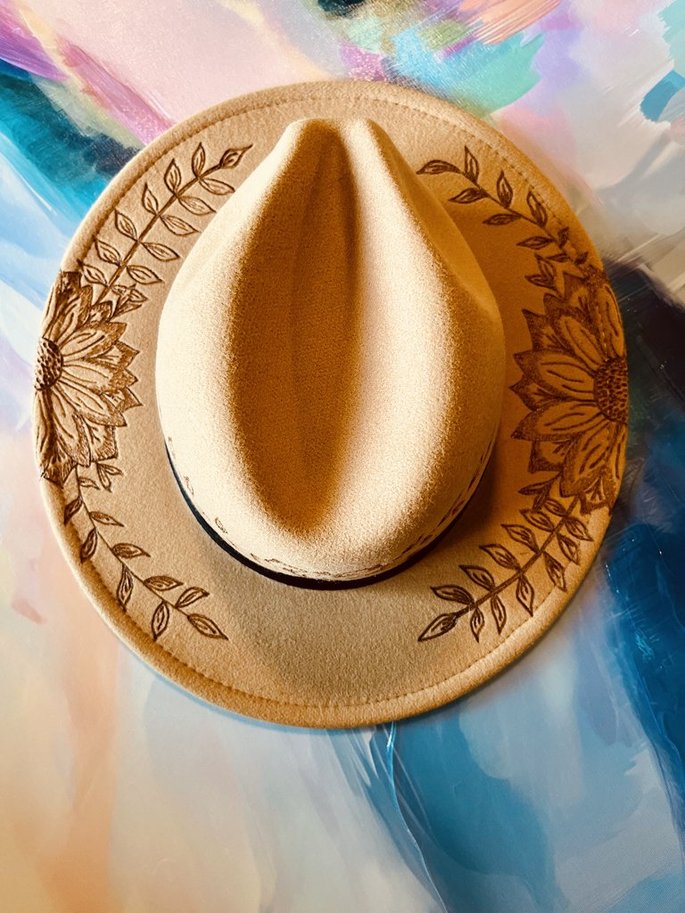 Sunflower Fashion Hat Wood Carvings 