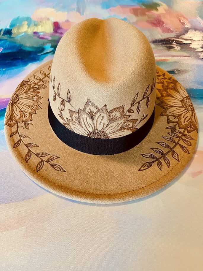 Sunflower Fashion Hat Wood Carvings 