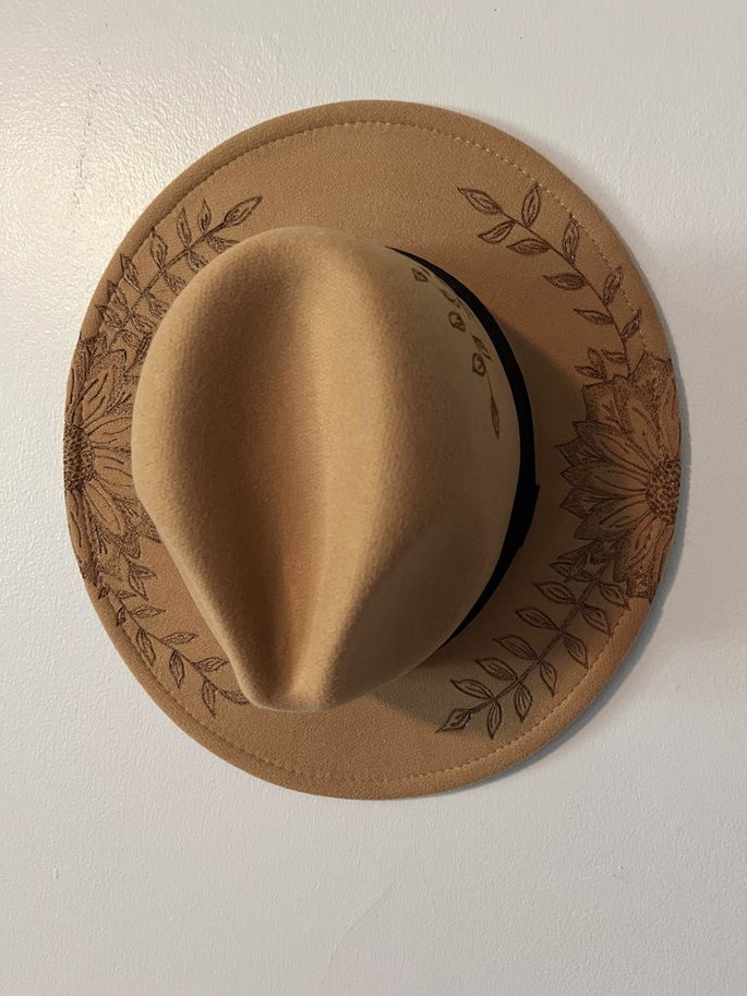 Sunflower Fashion Hat Wood Carvings 