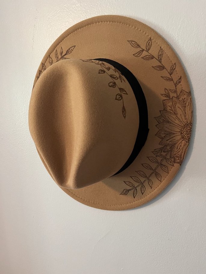 Sunflower Fashion Hat Wood Carvings 