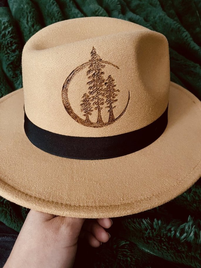 Evergreen Dreams Fashion Hat  Wood Carvings 