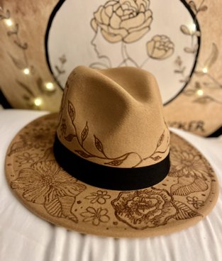  English Gardens Fashion Hat Wood Carvings 