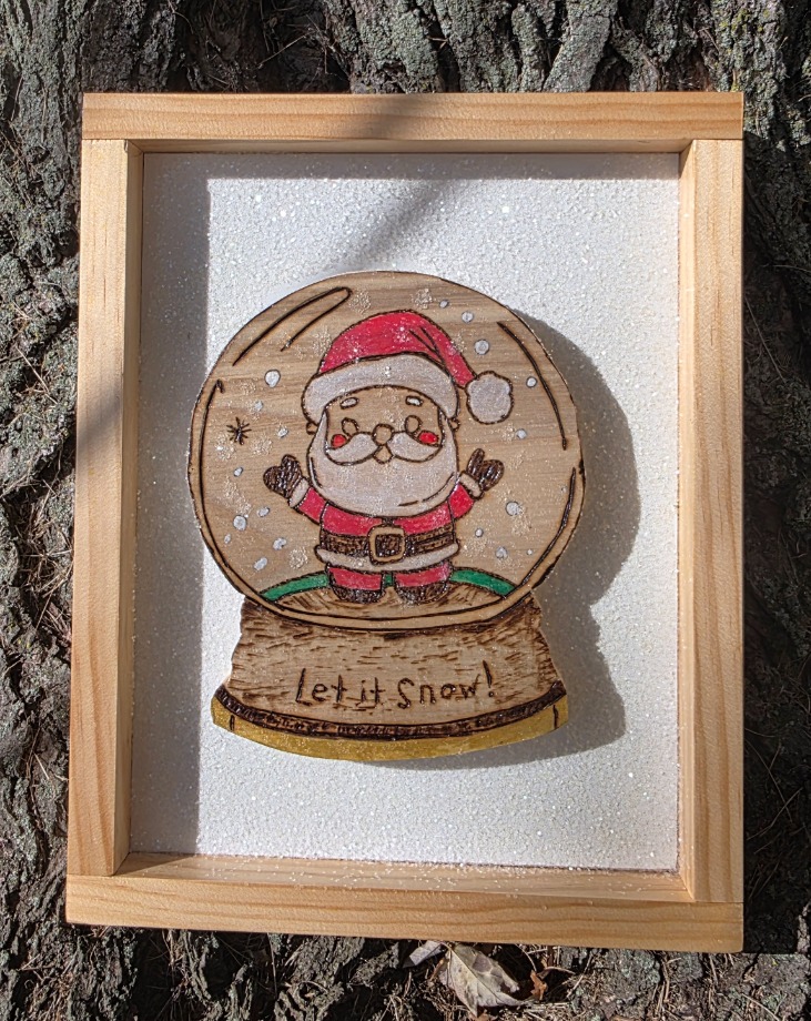 Santa Globe Wall Art Wood Carvings 