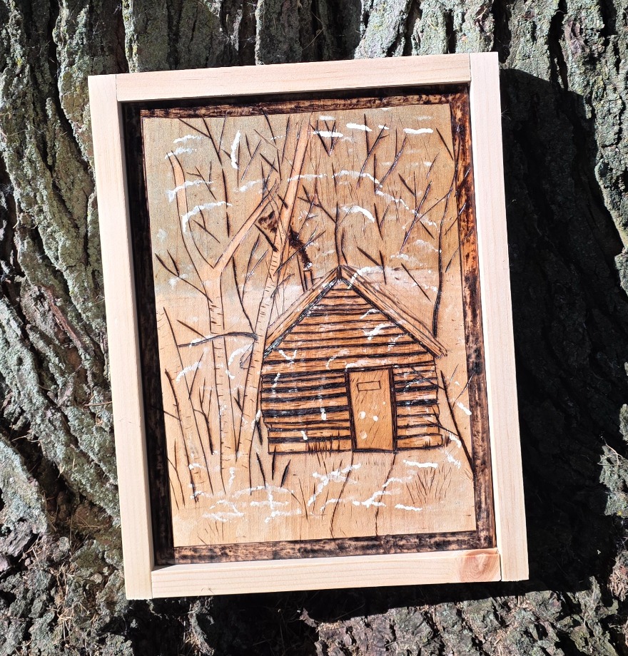 Snowy Cabin in the Upper Peninsula of Michigan  Wood Carvings 