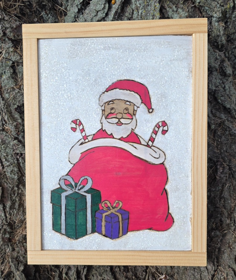 Santa Gift Bag Wood Carvings 