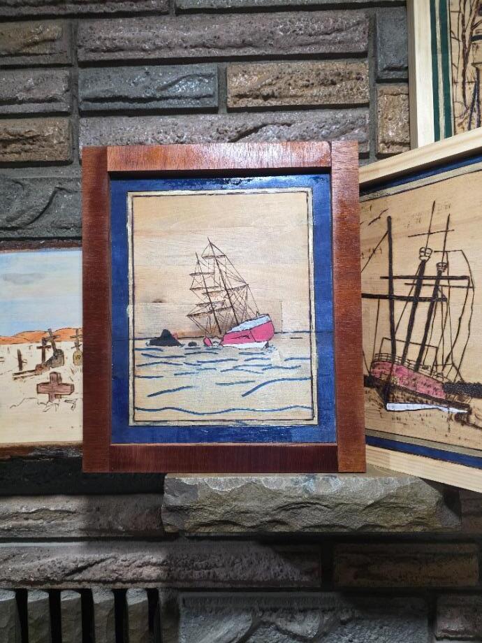 Tall Ship wrecked along Lake Superior  Wood Carvings 