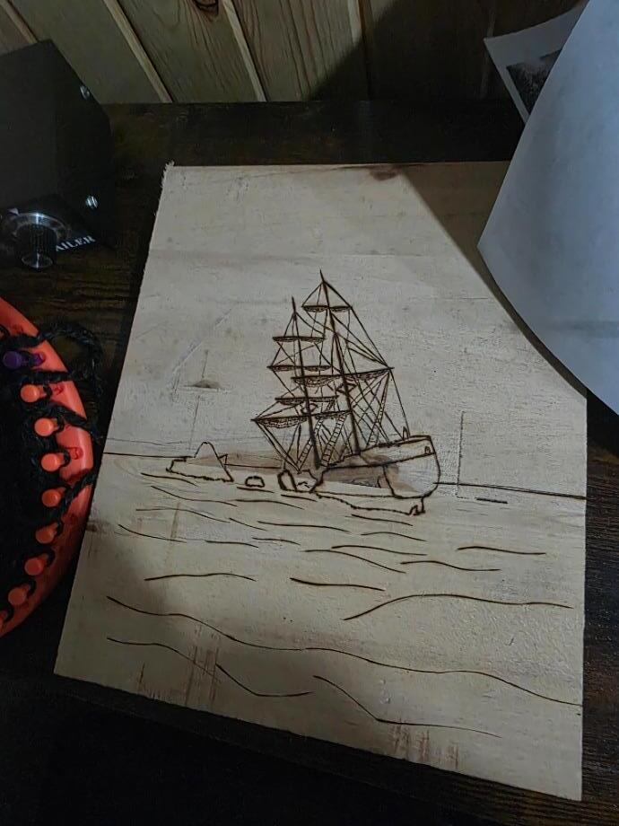 Tall Ship wrecked along Lake Superior  Wood Carvings 