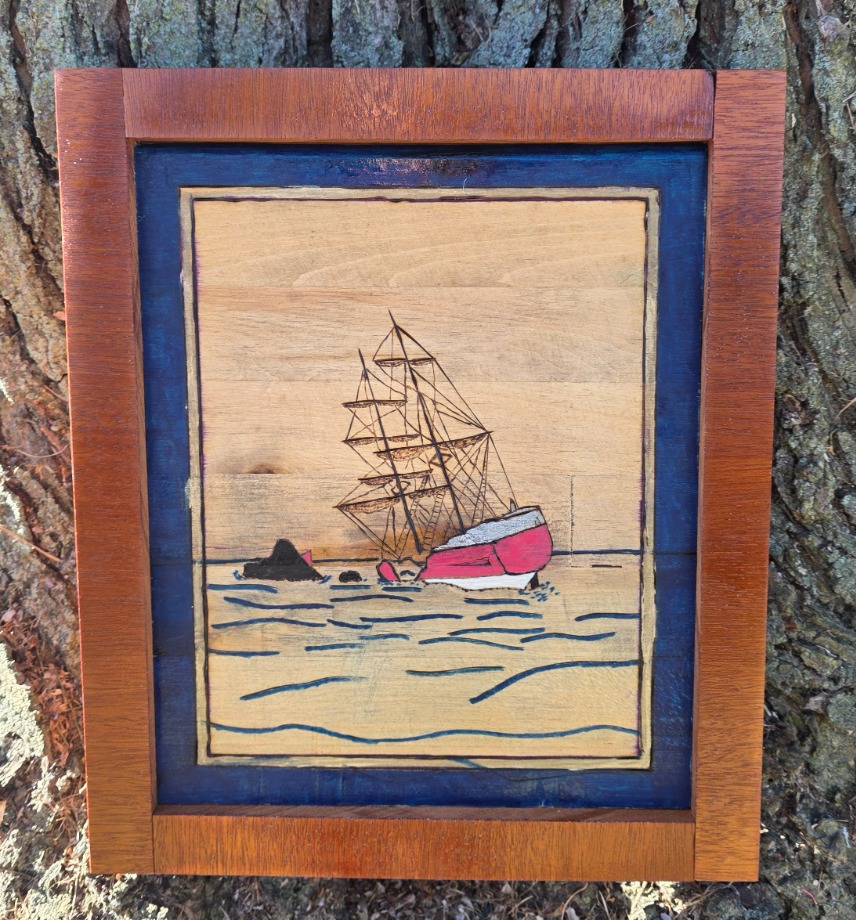 Tall Ship wrecked along Lake Superior  Wood Carvings 