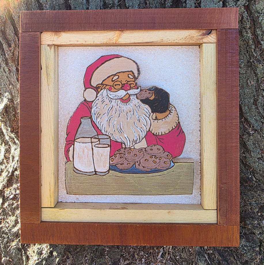 Enjoying Cookies and Milk Wood Carvings 